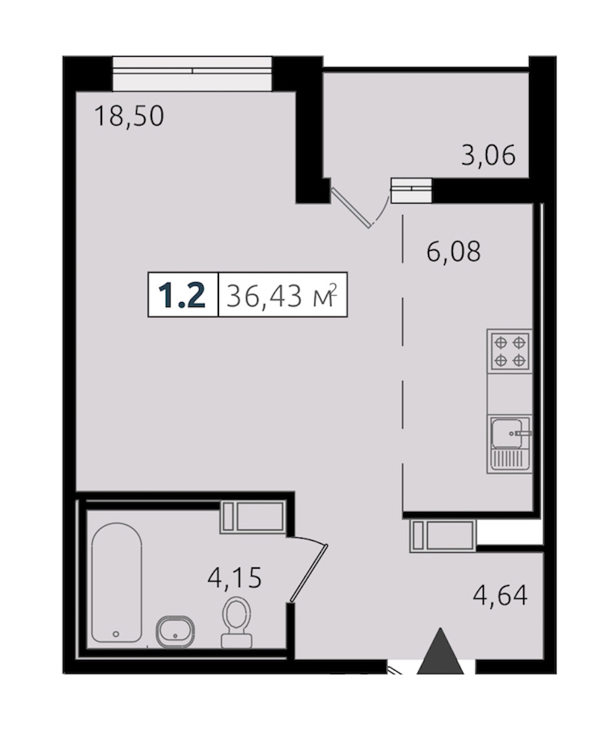 Квартира студия 33.37 м², 10/14 эт., ЖК «Чёрная речка»